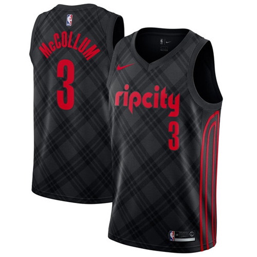 Portland Trail Blazers #3 C.J. McCollum Black Swingman City Edition Jersey Mens