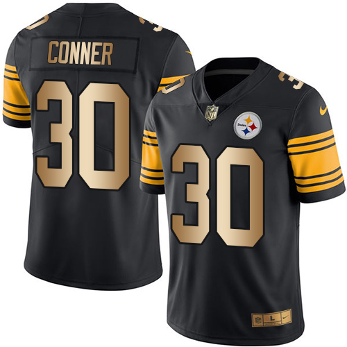 Pittsburgh Steelers #30 James Conner Black Men's Stitched Limited Gold Rush Jersey Men's