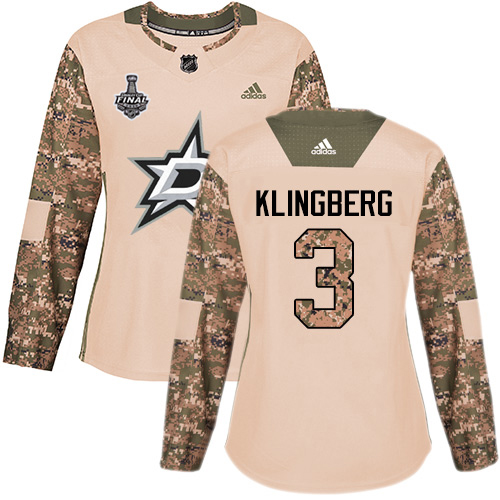 Adidas Dallas Stars #3 John Klingberg Camo Authentic 2017 Veterans Day Women's 2020 Stanley Cup Final Stitched Jersey Womens