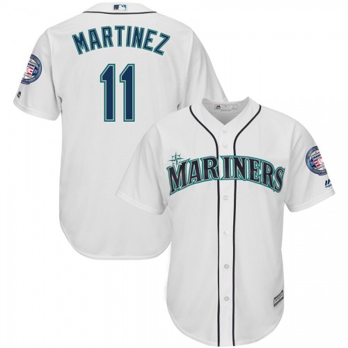 Seattle Seattle Mariners #11 Edgar Martinez Majestic 2019 Hall of Fame Induction Home Cool Base Player Jersey White Men's