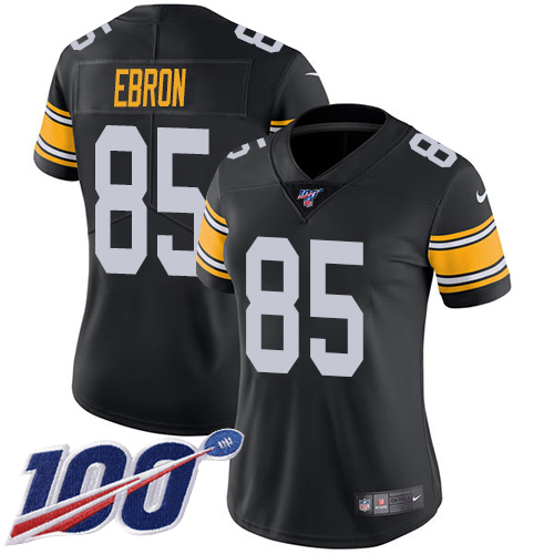 Pittsburgh Steelers #85 Eric Ebron Black Alternate Women's Stitched 100th Season Vapor Untouchable Limited Jersey Womens