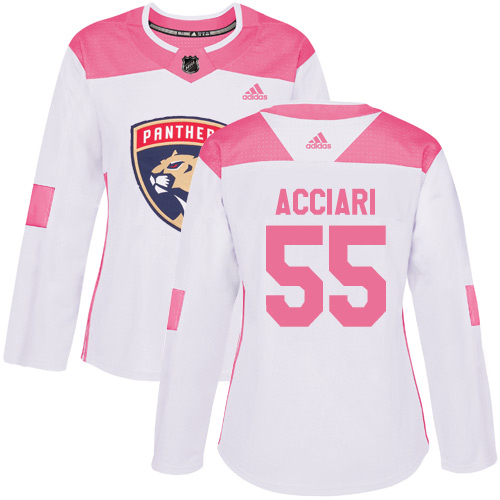 Adidas Florida Panthers #55 Noel Acciari White/Pink Authentic Fashion Women's Stitched Jersey Womens