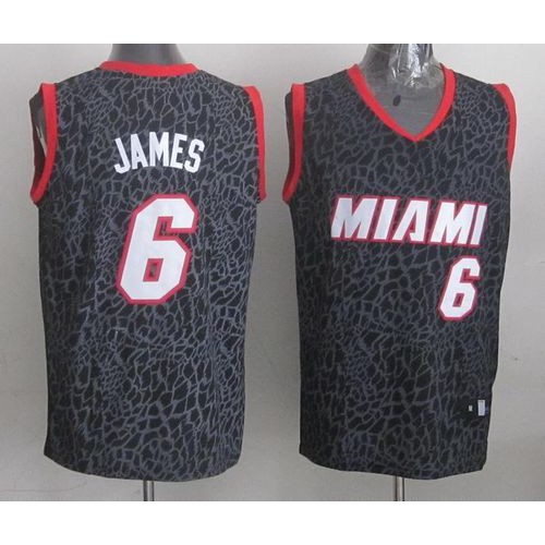 Miami Heat #6 LeBron James Black Crazy Light Stitched Jersey Mens