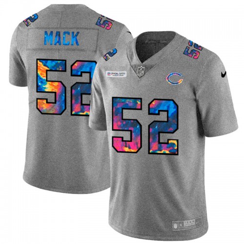 Chicago Chicago Bears #52 Khalil Mack Men's Multi-Color 2020 Crucial Catch Jersey Greyheather Men's