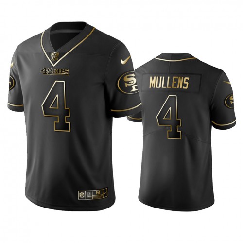 San Francisco 49ers #4 Nick Mullens Black Golden Limited Edition Stitched Jersey Men's