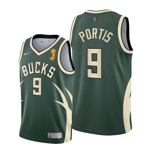 Milwaukee Bucks #9 Bobby Portis Womens 2021 Finals Champions Swingman Earned Edition Jersey Green Womens