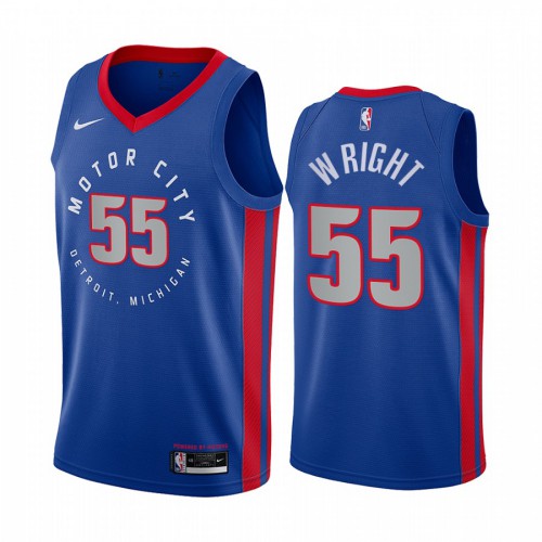 Detroit Pistons #55 Delon Wright Blue Youth Swingman 2020-21 City Edition Jersey Youth