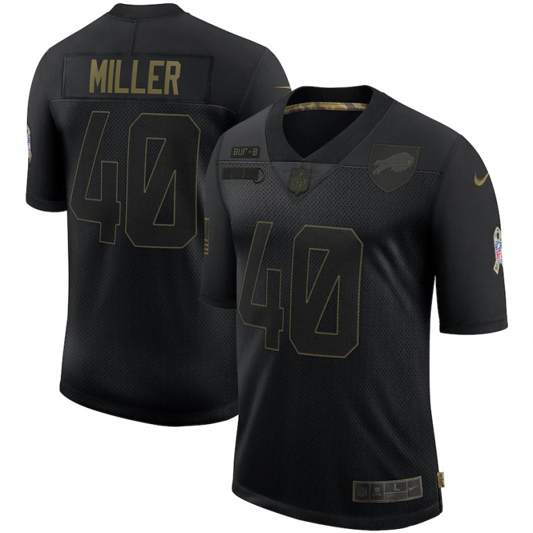 Buffalo Bills #40 Von Miller 2020 Salute To Service Limited Jersey Black
