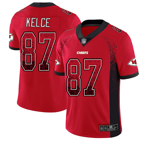 Chiefs #87 Travis Kelce Red Team Color Men's Stitched Limited Rush Drift Fashion Jersey