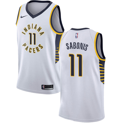 Indiana Pacers #11 Domantas Sabonis White Swingman Association Edition Jersey Mens