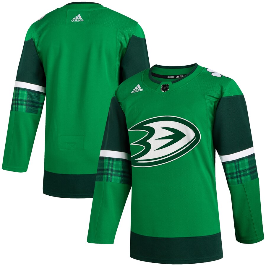 Anaheim Ducks Blank Men's Adidas 2020 St. Patrick's Day Stitched Jersey Green