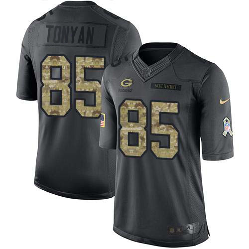 Green Bay Packers #85 Robert Tonyan Black Men's Stitched Limited 2016 Salute to Service Jersey Men's