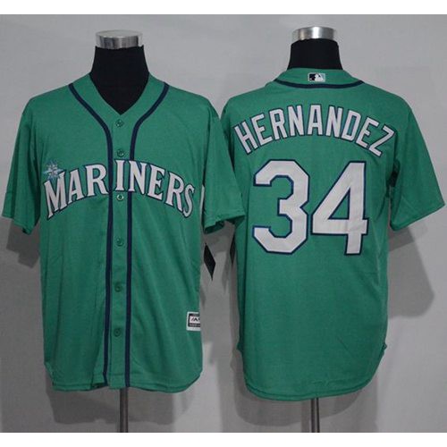 Seattle Mariners #34 Felix Hernandez Green New Cool Base Stitched Jersey Men's