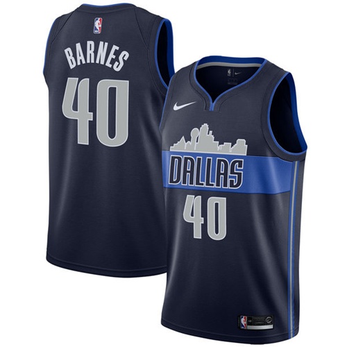 Dallas Mavericks #40 Harrison Barnes Navy Swingman Statement Edition Jersey Mens