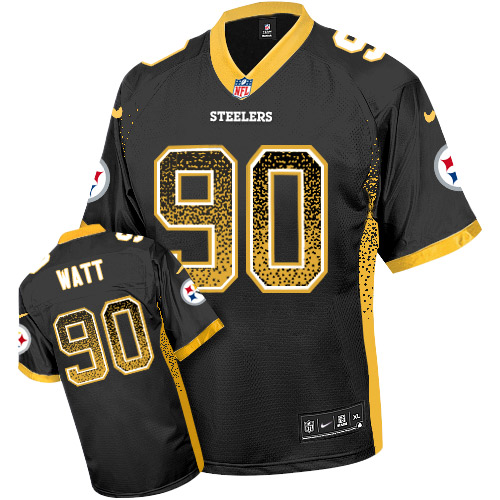 Steelers #90 T. J. Watt Black Team Color Youth Stitched Elite Drift Fashion Jersey