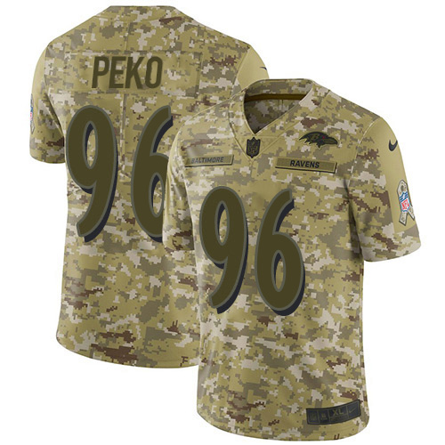 Baltimore Ravens #96 Domata Peko Sr Camo Men's Stitched Limited 2018 Salute To Service Jersey Men's