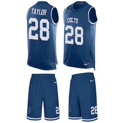 Colts #28 Jonathan Taylor Royal Blue Team Color Men's Stitched Limited Tank Top Suit Jersey
