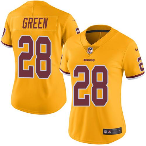 Washington Commanders #28 Darrell Green Gold Women's Stitched Limited Rush Jersey Womens