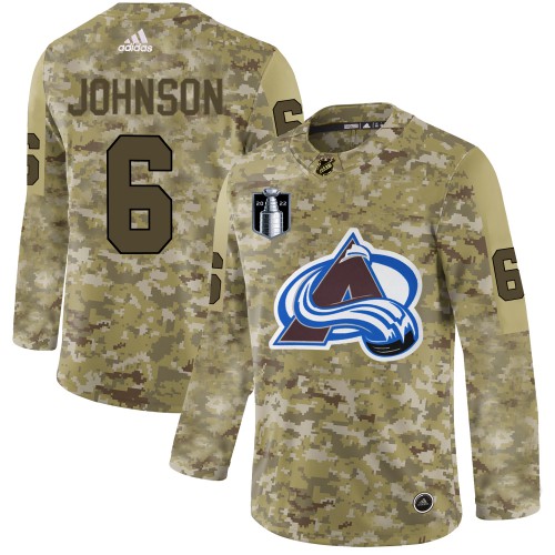 Adidas Colorado Avalanche #6 Erik Johnson Camo 2022 Stanley Cup Final Patch Authentic Stitched Jersey Men's
