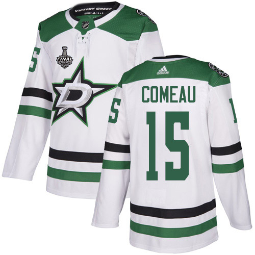 Adidas Dallas Stars #15 Blake Comeau White Road Authentic 2020 Stanley Cup Final Stitched Jersey Men's