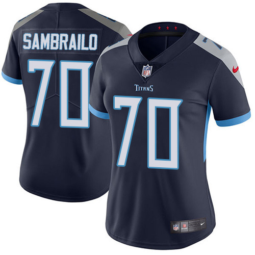 Tennessee Titans #70 Ty Sambrailo Navy Blue Team Color Women's Stitched Vapor Untouchable Limited Jersey Womens