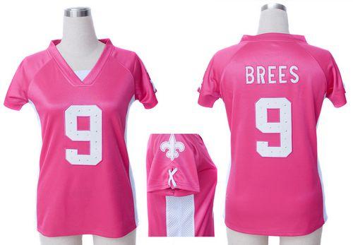 Saints #9 Drew Brees Pink Draft Him Name & Number Top Women's Stitched Elite Jersey