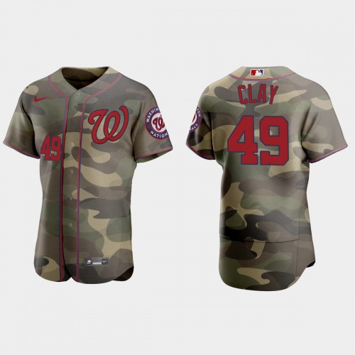 Washington Washington Nationals #49 Sam Clay Men's 2021 Armed Forces Day Authentic Jersey -Camo Men's