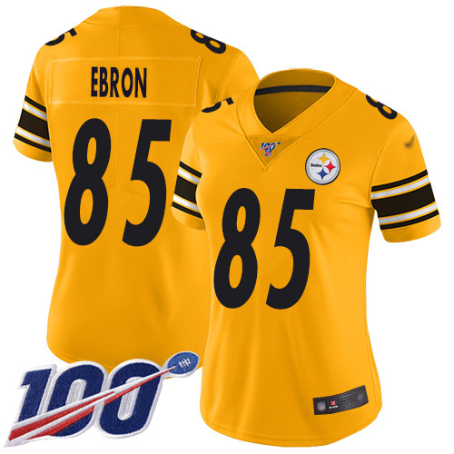 Pittsburgh Steelers #85 Eric Ebron Gold Women's Stitched Limited Inverted Legend 100th Season Jersey Womens