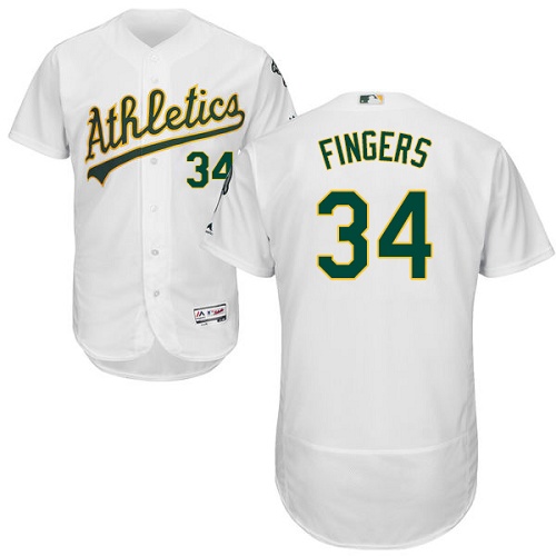 Oakland Athletics #34 Rollie Fingers White Flexbase Authentic Collection Stitched Jersey Men's