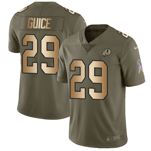 Washington Commanders #29 Derrius Guice Olive/Gold Youth Stitched Limited 2017 Salute to Service Jersey Youth
