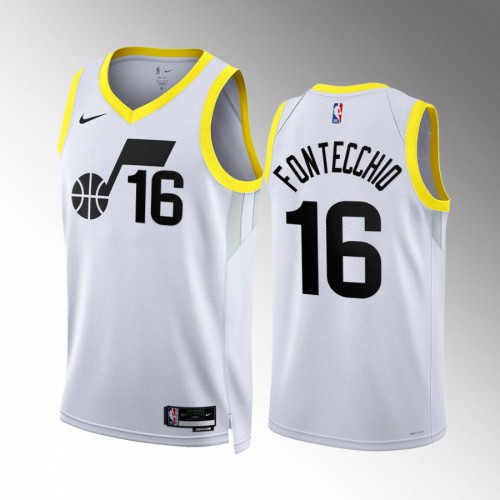 Utah Utah Jazz #16 Simone Fontecchio Mens Black 2022-23 Association Edition Jersey Mens