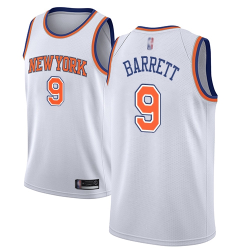 New York Knicks #9 R.J. Barrett White Swingman Statement Edition Jersey Mens