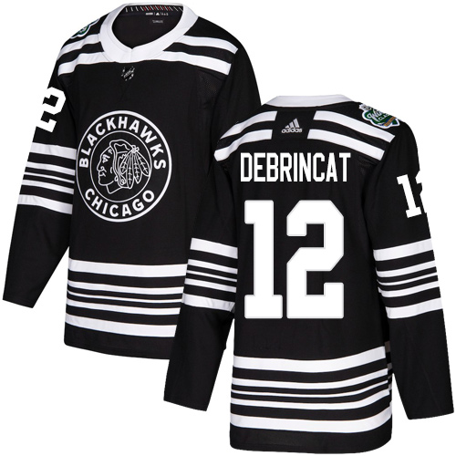 Adidas Chicago Blackhawks #12 Alex DeBrincat Black Authentic 2019 Winter Classic Stitched Jersey Men's