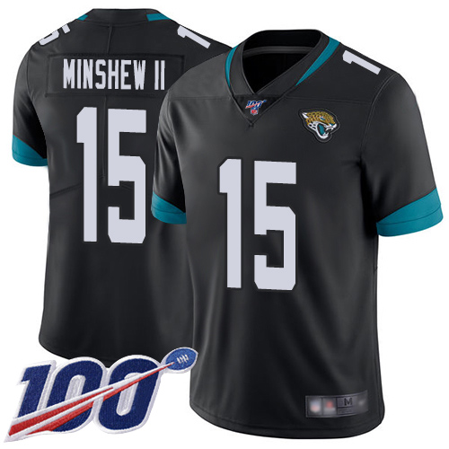 Jacksonville Jaguars #15 Gardner Minshew II Black Team Color Men's Stitched 100th Season Vapor Limited Jersey Men's