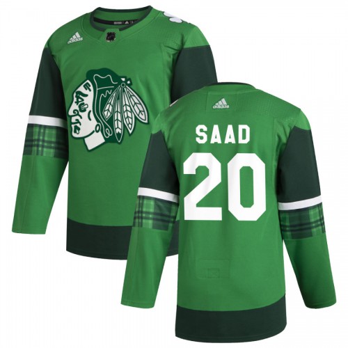 Chicago Chicago Blackhawks #20 Brandon Saad Men's Adidas 2020 St. Patrick's Day Stitched Jersey Green.jpg.jpg Men's