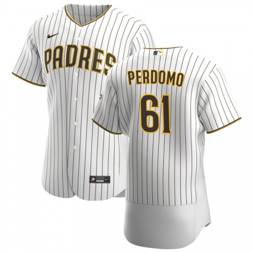 San Diego San Diego Padres #61 Luis Perdomo Men's White Brown Home 2020 Authentic Player Jersey Men's