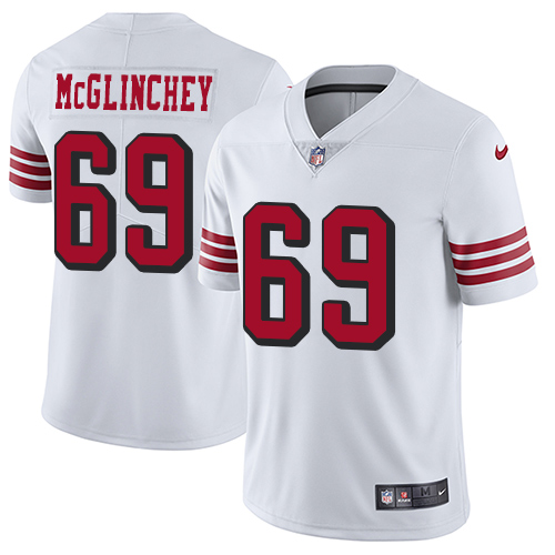 San Francisco 49ers #69 Mike McGlinchey White Rush Men's Stitched Vapor Untouchable Limited Jersey Men's