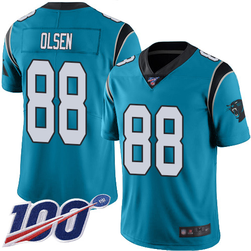 Carolina Panthers #88 Greg Olsen Blue Men's Stitched Limited Rush 100th Season Jersey Men's