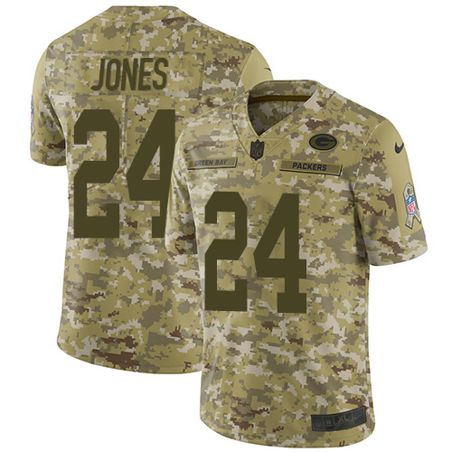 Green Bay Packers #24 Josh Jones Camo Youth Stitched Limited 2018 Salute to Service Jersey Youth
