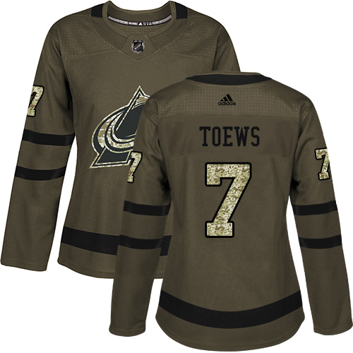 Adidas Colorado Avalanche #7 Devon Toews Green Women's Salute to Service Stitched Jersey Womens