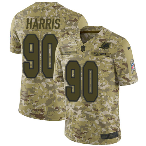 Miami Dolphins #90 Charles Harris Camo Men's Stitched Limited 2018 Salute To Service Jersey Men's