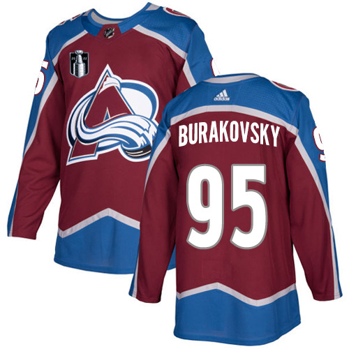Adidas Colorado Avalanche #95 Andre Burakovsky Burgundy 2022 Stanley Cup Final Patch Home Authentic Stitched Jersey Men's