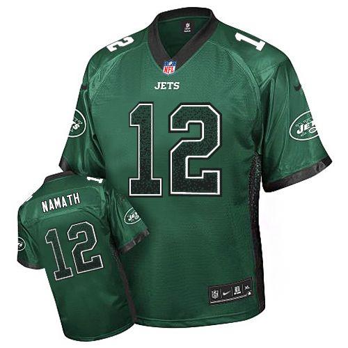 Jets #12 Joe Namath Green Team Color Men's Stitched Elite Drift Fashion Jersey