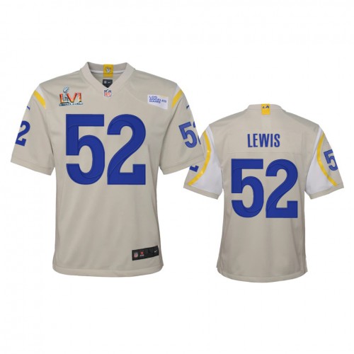 Los Angeles Los Angeles Rams #52 Terrell Lewis Youth Super Bowl LVI Patch Game Jersey - Bone Youth