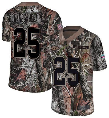 Chiefs #25 Clyde Edwards-Helaire Camo Super Bowl LVII Patch Men's Stitched Limited Rush Realtree Jersey