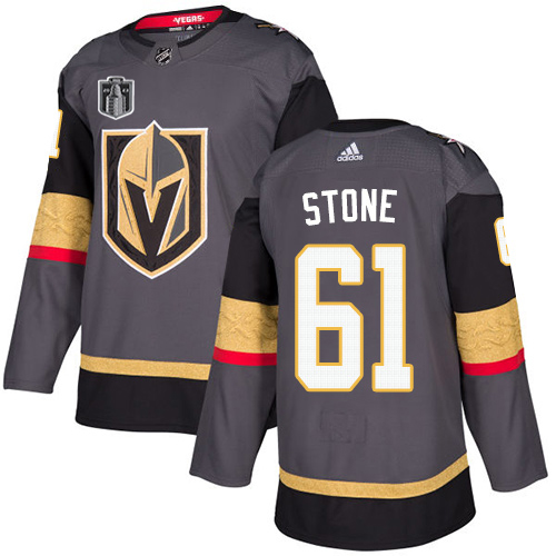 Adidas Golden Knights #61 Mark Stone Grey Youth 2023 Stanley Cup Final Patch Home Authentic Stitched Jersey