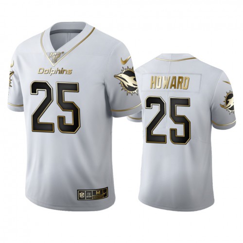 Miami Miami Dolphins #25 Xavien Howard Men's White Golden Edition Vapor Limited 100 Jersey Men's