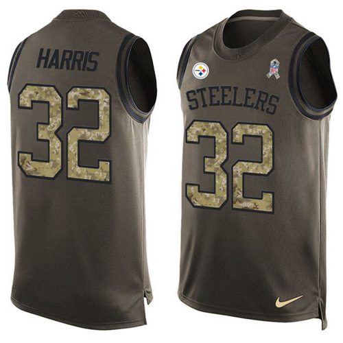 Steelers #32 Franco Harris Green Men's Stitched Limited Salute To Service Tank Top Jersey