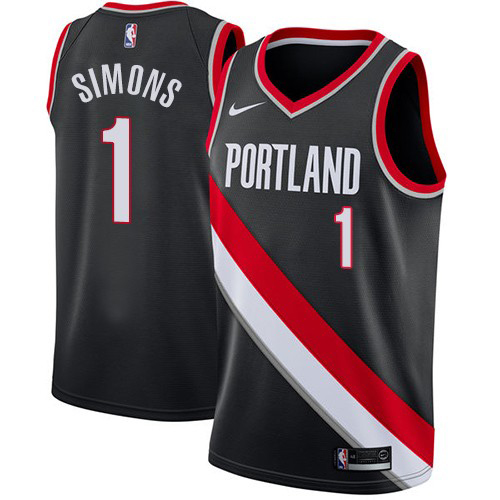 Portland Trail Blazers #1 Anfernee Simons Black Womens Swingman Icon Edition Jersey Womens
