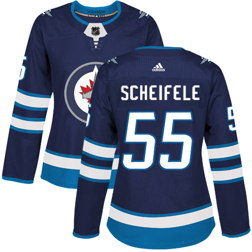 Adidas Winnipeg Jets #55 Mark Scheifele Navy Blue Home Authentic Women's Stitched Jersey Womens